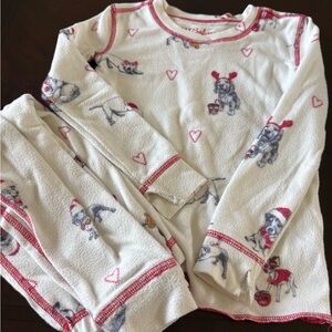 P.J. Salvage Kids Pajama Set - Cream and Red with Dog Print